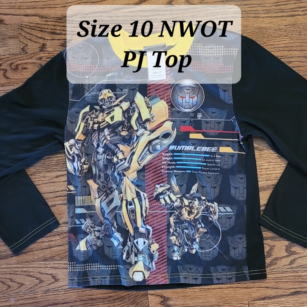 Boys Bumblebee Transformers Pajama PJ Top Size 10 NWOT